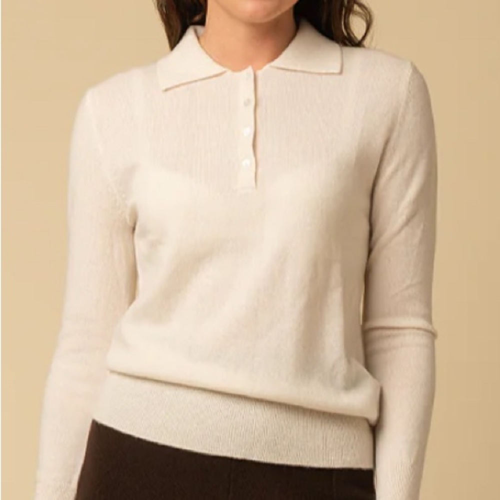 Pure Cashmere NYC polo neck sweater. Size S. Color vintage white ecru cream.